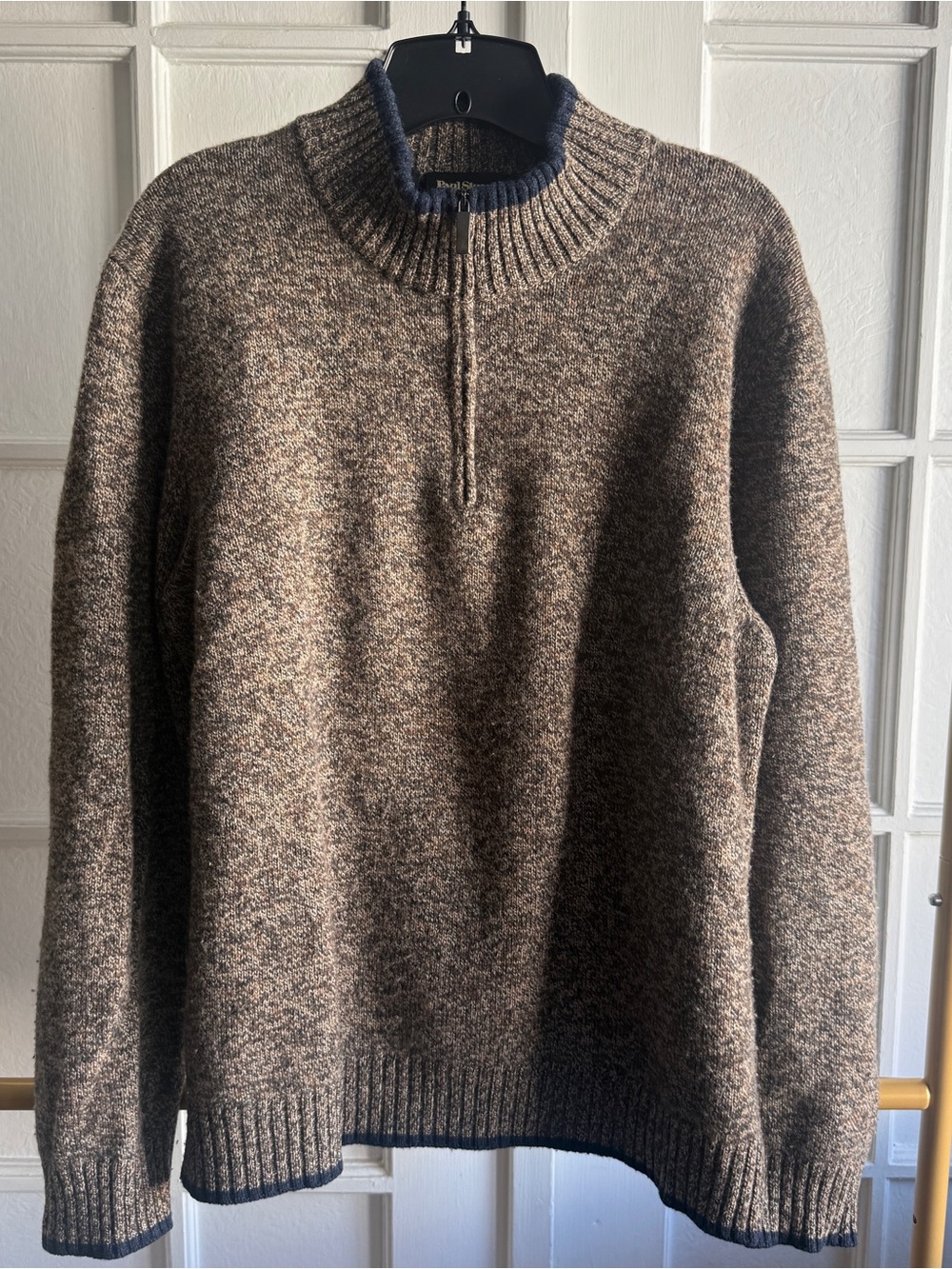 PAUL STUART Virgin Wool Quarter-Zip Size L